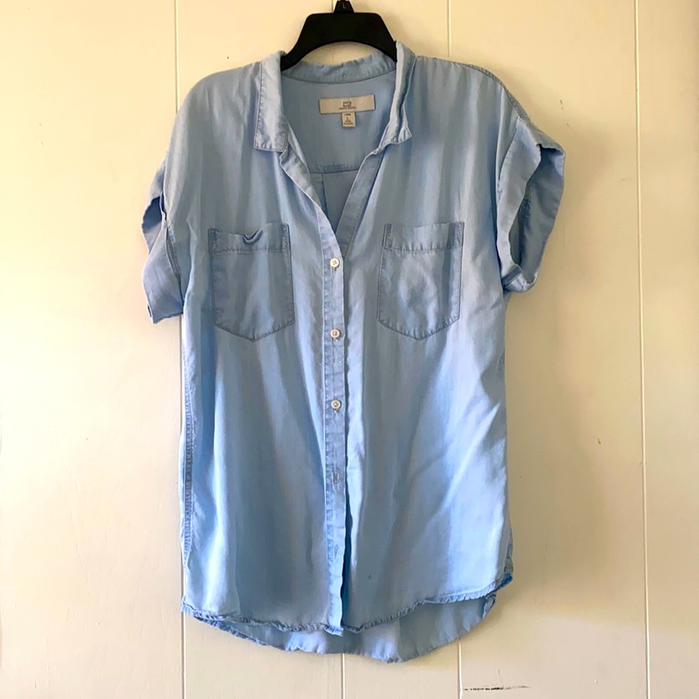 Oversized button up top